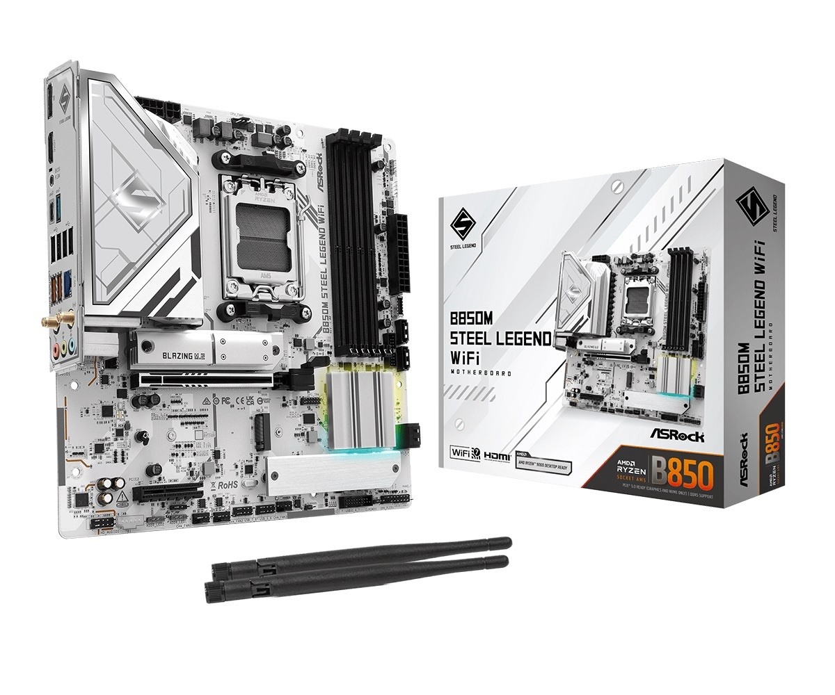 MotherAsrockB850SteelLegendAM5WiFi7 Mother Asrock B850 Steel Legend AM5 Wi-Fi 7 en TecnoServiceChuy
