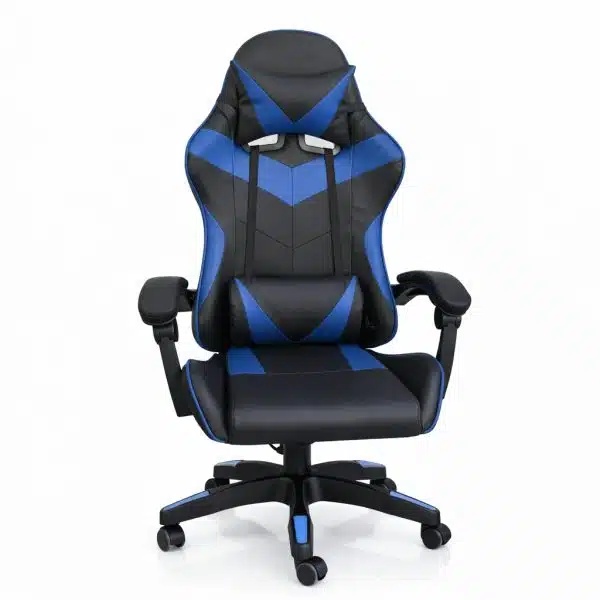 SillaGamerergonmicaconmasajesnegrayazul Silla Gamer ergonómica con masajes negra y azul en TecnoServiceChuy